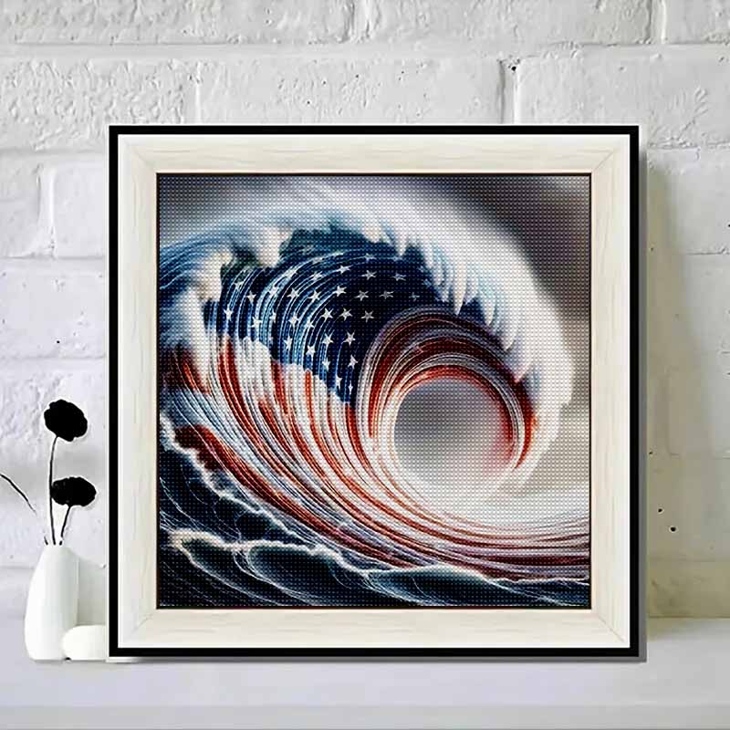 

New Arrival 5D DIY Full Circle Diamond Painting Waves Embroidery Cross Stitch Home Decor Gift 20x20cm
