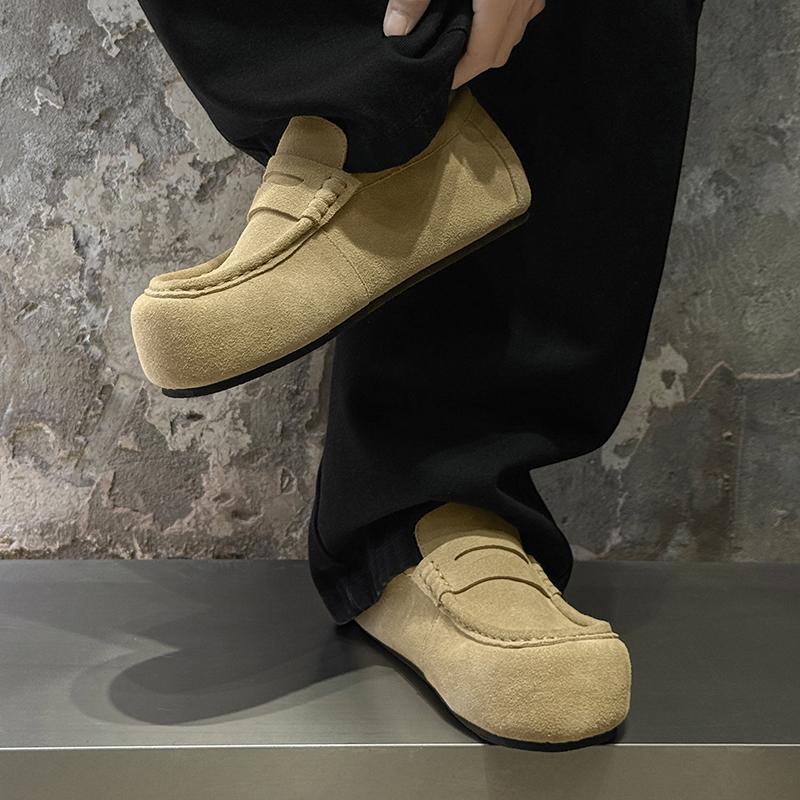Fashion Male All-match Lazy Shoes New High Quality Suede Loafers Leather Business Formal Men Leather Shoes Brand Moccasin Wedding Shoes