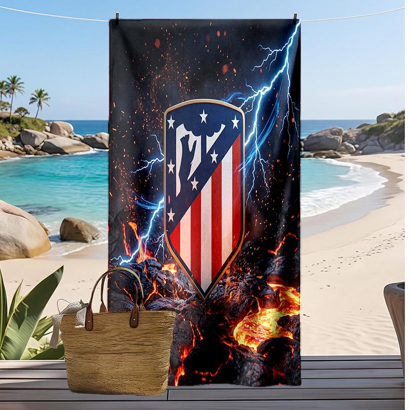 Πετσέτα Παραλίας Atletico Madrid Εκτυπωμένη Γρήγορου Στεγνώματος Μαλακή Πετσέτα Φορητή Μεγάλη Ορθογώνια Κουβέρτα Παραλίας για Ταξίδι Πισίνα