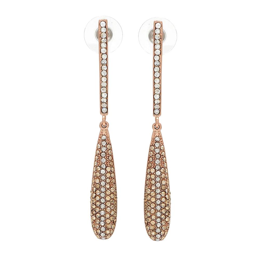 Unusual Women's Drop Earrings Estele Line with White Stones