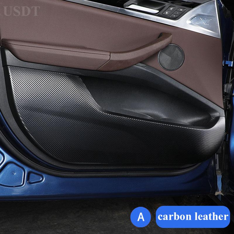 Leather Carbon Fiber Sticker Door Anti Kick Cover Protection Mat For BMW 1 2 3 4 5 Series X1 X2 X3 X4 X5 X6 X7 Car Accessories