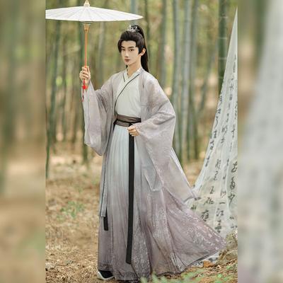 Chinese Wei And Jin Dynasty Style Hanfu Waist-length Male And Female Couple Calligraphy And Martial Arts Daily Suit