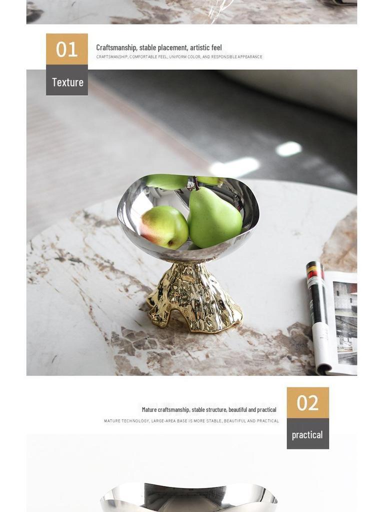 Elegant Stainless Steel Fruit Bowl - Creative Home Dining and Coffee Table Decoration Tray