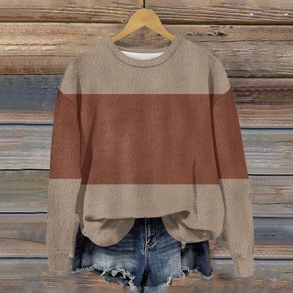 Mote langermet plysj trykket genser pullover topp for kvinner