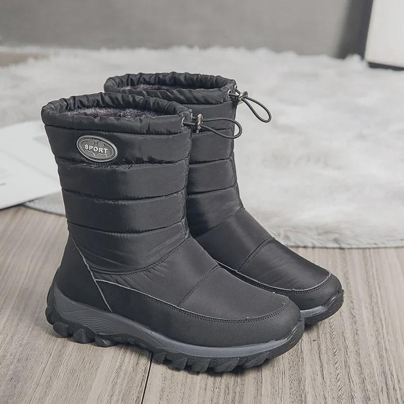 Women's Waterproof Plus Velvet Winter Snow Boots - Large Size, Thick Cotton, Mid-Tube Warmth