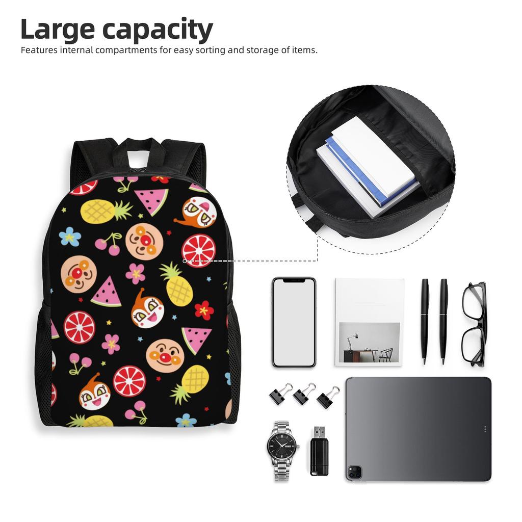 Anpanman Laptop-Rucksack Herren Damen Freizeit-Buchtasche für Schule College Student Cartoon-Taschen
