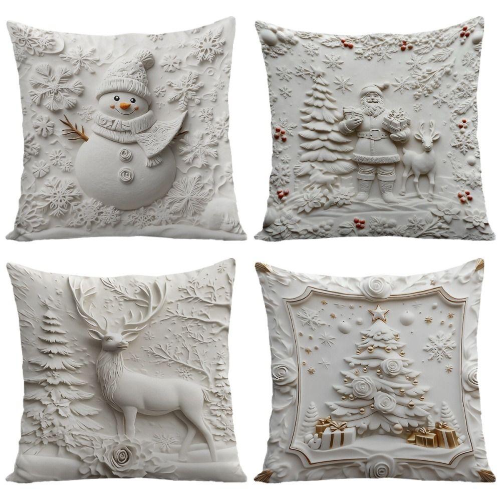 Taie d'oreiller Jour de Noël Polyester Housse amovible pour coussin Protection du rembourrage de l'oreiller Protège-taie d'oreiller Articles de fête
