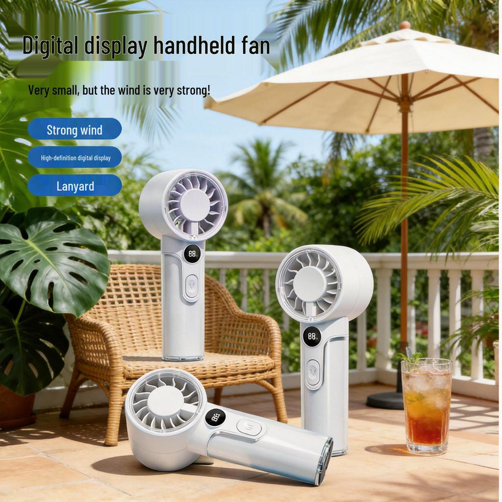 Portable USB Rechargeable Mini Handheld Turbo Fan with Digital Display