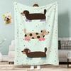 Cute Dachshund Throw Lightweight 240G Flannel Blanket Soft Skin-Friendly For Summer Cooling