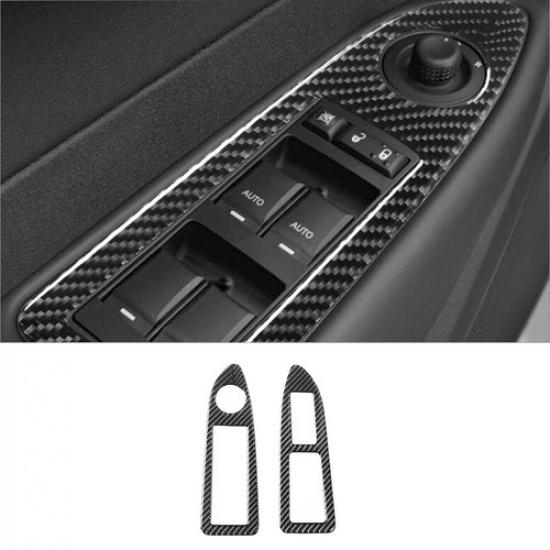For Chrysler 300 2008-2010 Carbon Fiber Interior Front Window Control Cover Trim