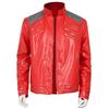 Punk Michael Jackson Red Jacket Cosplay Costume Men Classic Beat It Stage Outfit Shoulder Mesh Multiple Zipper Details