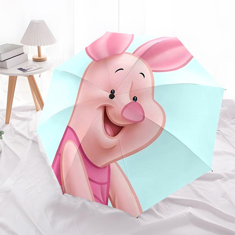 Winnie and Friends Themed Travel Umbrella-8 Ribs Automatic Opening and Closing, Portable Folding Design, Compact and Stylish Umbrella Suitab