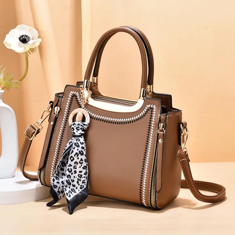 Fashi Women Handbags PU Leather Top-handle Totes Embroidery Crossbody Bag Female Luxury Tasel Design Shoulder Bag Bolso Mujer