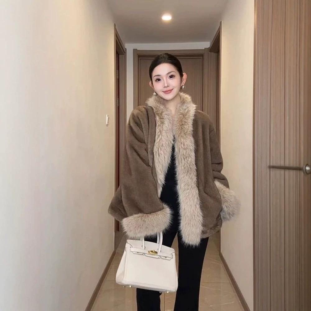 "Slowly generate fragrance" New Year's style designer retro temperament high-end sense winter lazy wind fluffy coat woman