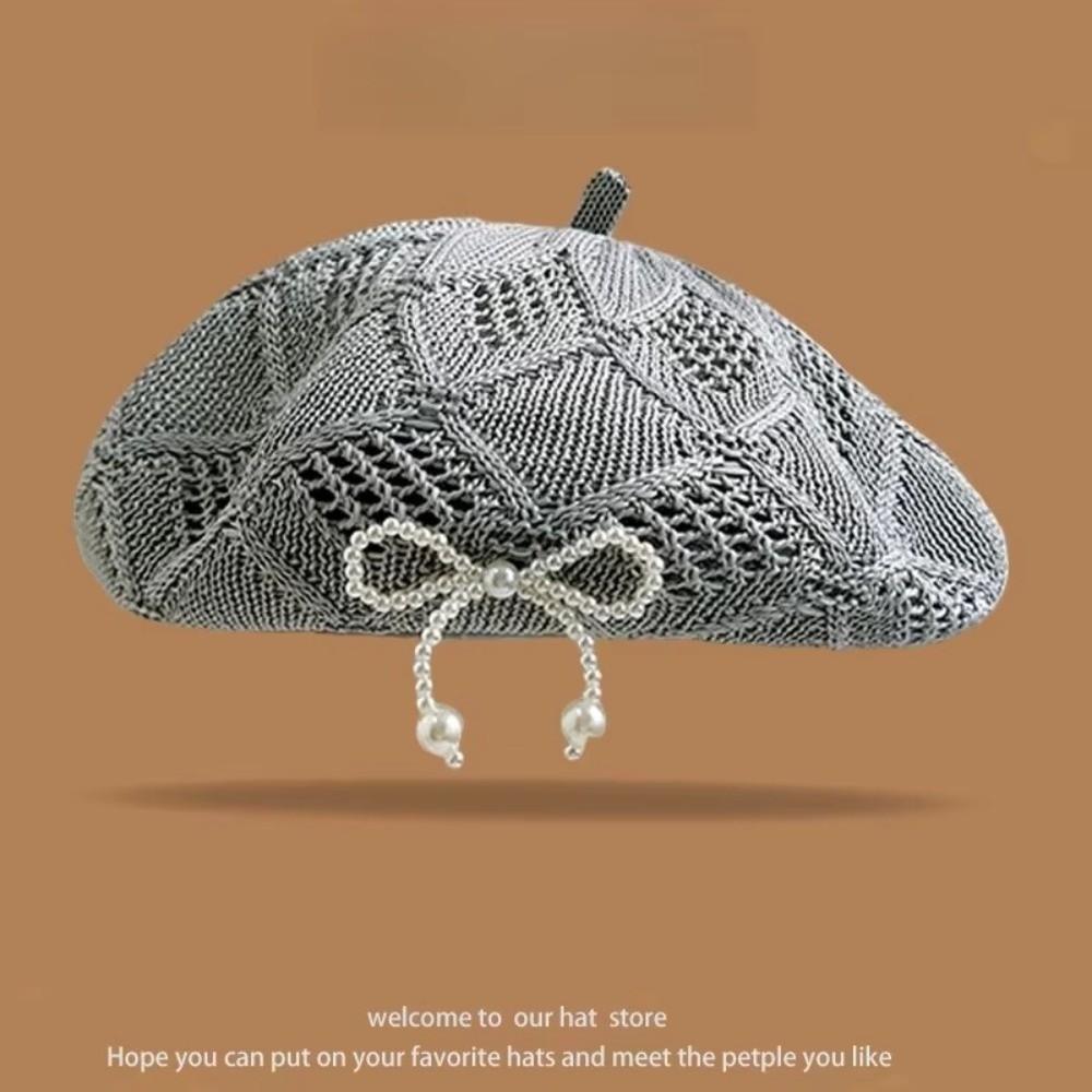 Summer Painter Hat Knitted Lady Pumpkin Hats Korean Hollow Beret Hat