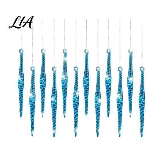 Seasonal Home Holiday Accents 12Pcs Spiral Icicle Ornaments, Christmas Twisted Hanging Decor, Transparent Tree Ornaments Pendants with Strings