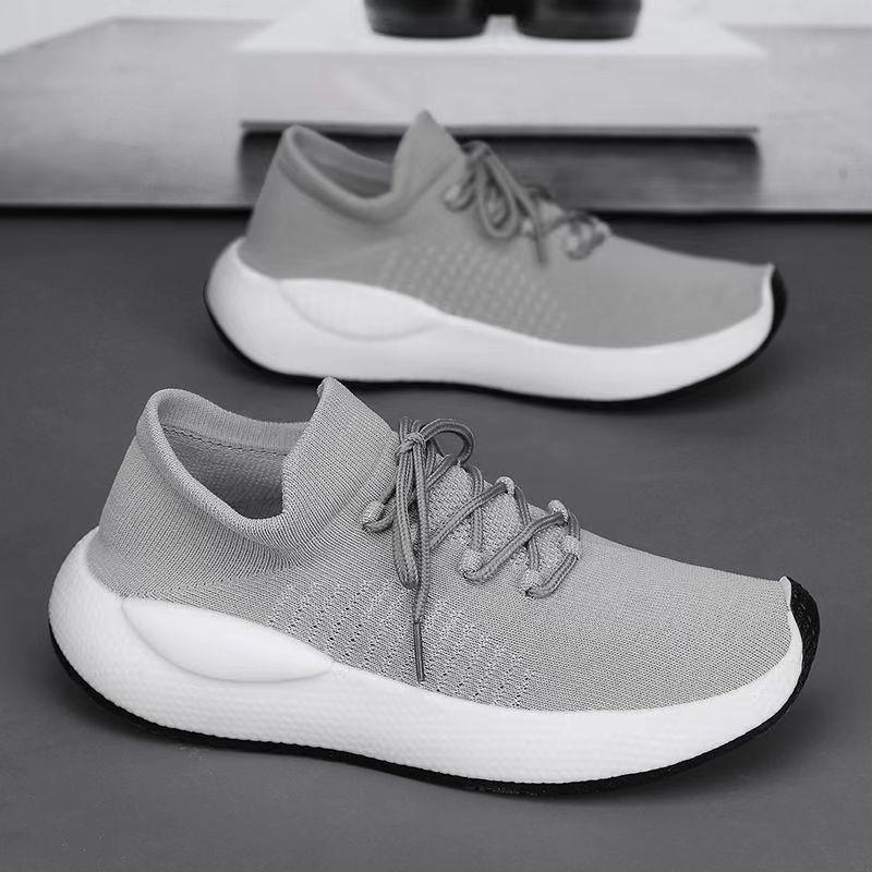 

Мужские кроссовки для бега без шнуровки, прогулочные теннисные кроссовки, легкие дышащие повседневные кроссовки с мягкой подошвой, летающая вязаная сетка для тренировок, спортивная обувь для мужчин 44 серый