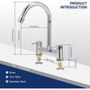 Kitchen Bridge Mixer Taps with 360° Swivel Spout, 2 Hole Sink Mixer Taps Dual Levers Faucet, 180 Mm Centers Deck Mounted Chrome Sink Tap 2 Function