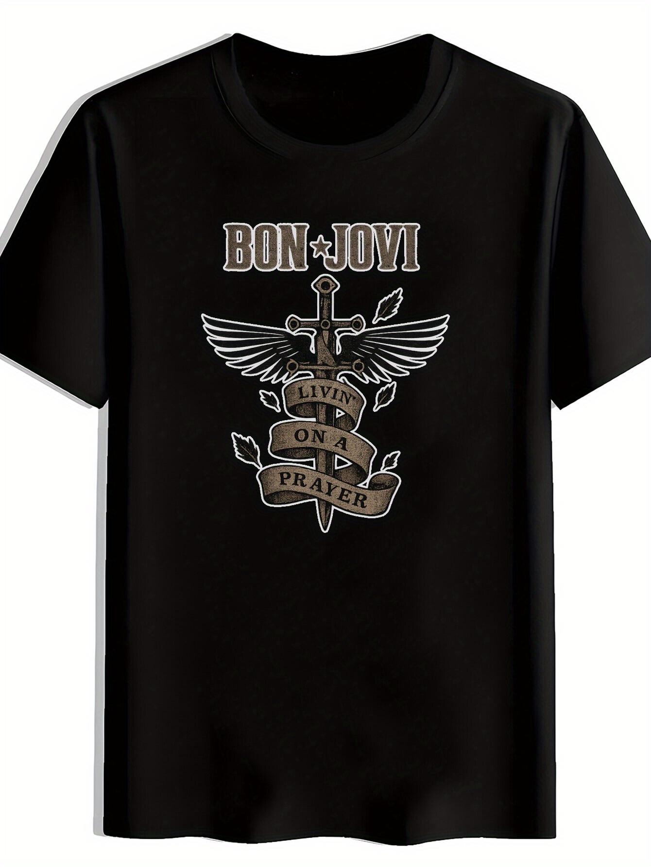T-shirt Black  Bon Jovi  Graphic - Casual Crew Neck XXXL