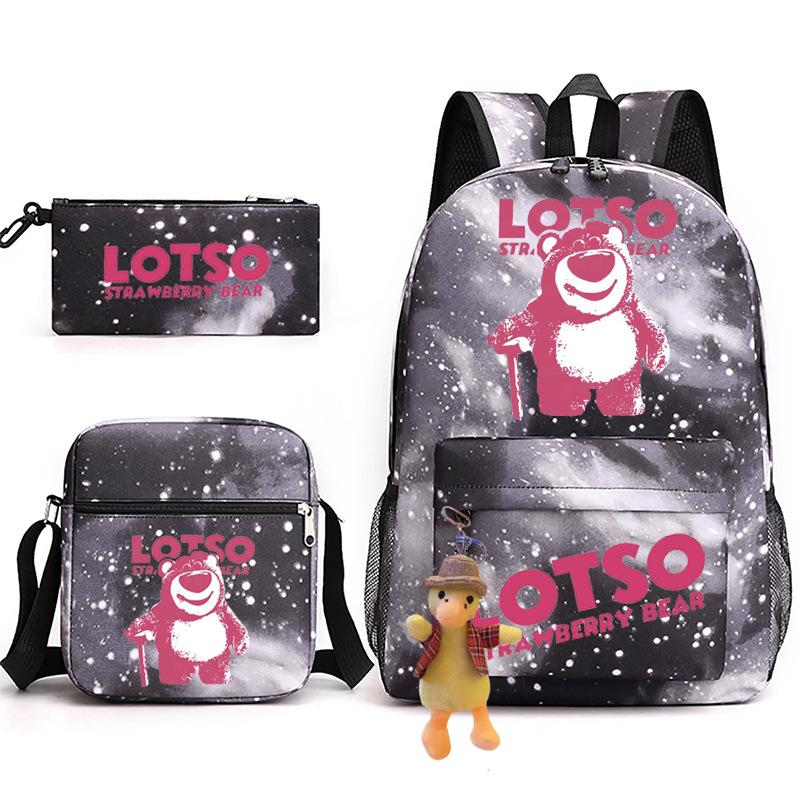 3 Piece School Backpack Set for Students Large Capacity Oxford Cloth Schoolbag with Shoulder Strap and Pencil Case