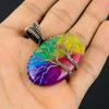 Double Tree Of Life Rainbow Solar Quartz Gemstone Copper Wire Wrap Handmade Pendant Indian Jewelry