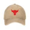 Brahma Stier Das Felsenprojekt Fitnessstudio Denim Baseballkappe Rotes Logo Outdoor Sonnenschutz Trucker-Kappe Sommer Unisex Sonnenschutz Snapback-Kappe