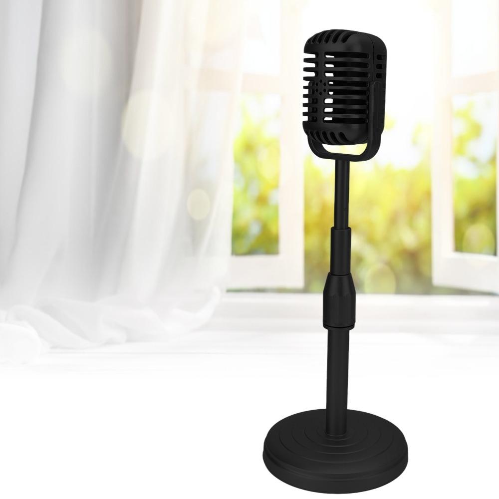 Support Rod Microphone Prop Model Sturdy Base Mic Stand Set Classic Fake Mic Prop  Photo Studio