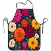 1pc Vibrant Dahlia Flower Print Apron, Durable And Easy To Clean, Adjustable Waistband, Polyester Material, for Kitchen Cooking, Gardening, Orchard Pi