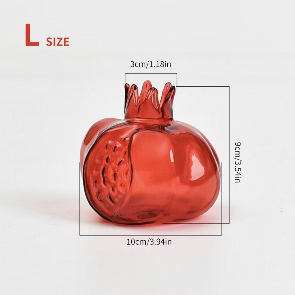 Glass Flower Vase Pomegranate Shaped Red Glass Vase Hydroponics Planter for Tabletop Home Decor Plant Containers