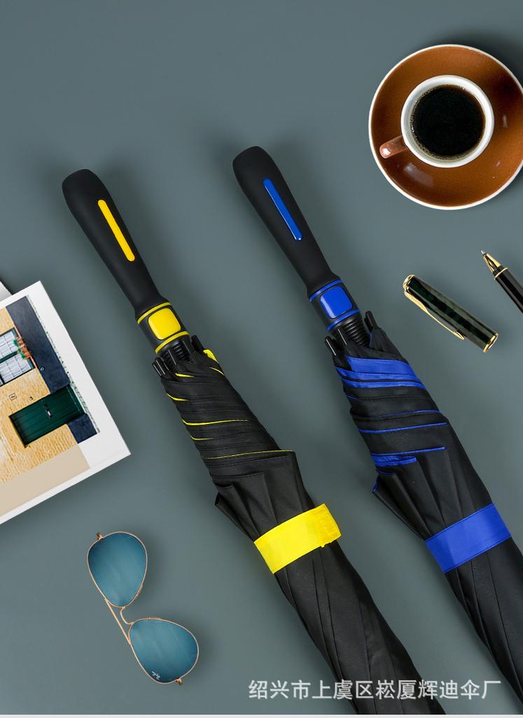 New full fiber straight golf umbrella enlarged thickened color scheme handle car business advertising umbrella printed logo
