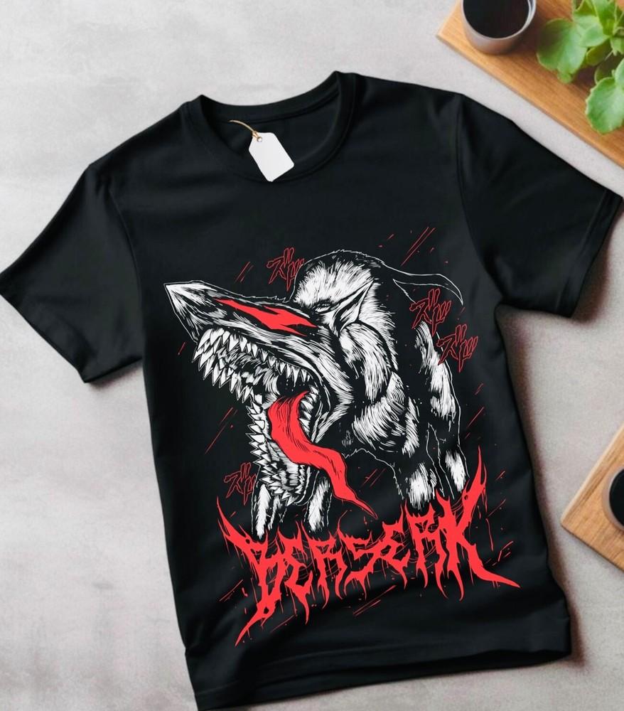 Berserk T-shirt Manga Strip Guts Berserker Armour Anime Black shirt gift kids