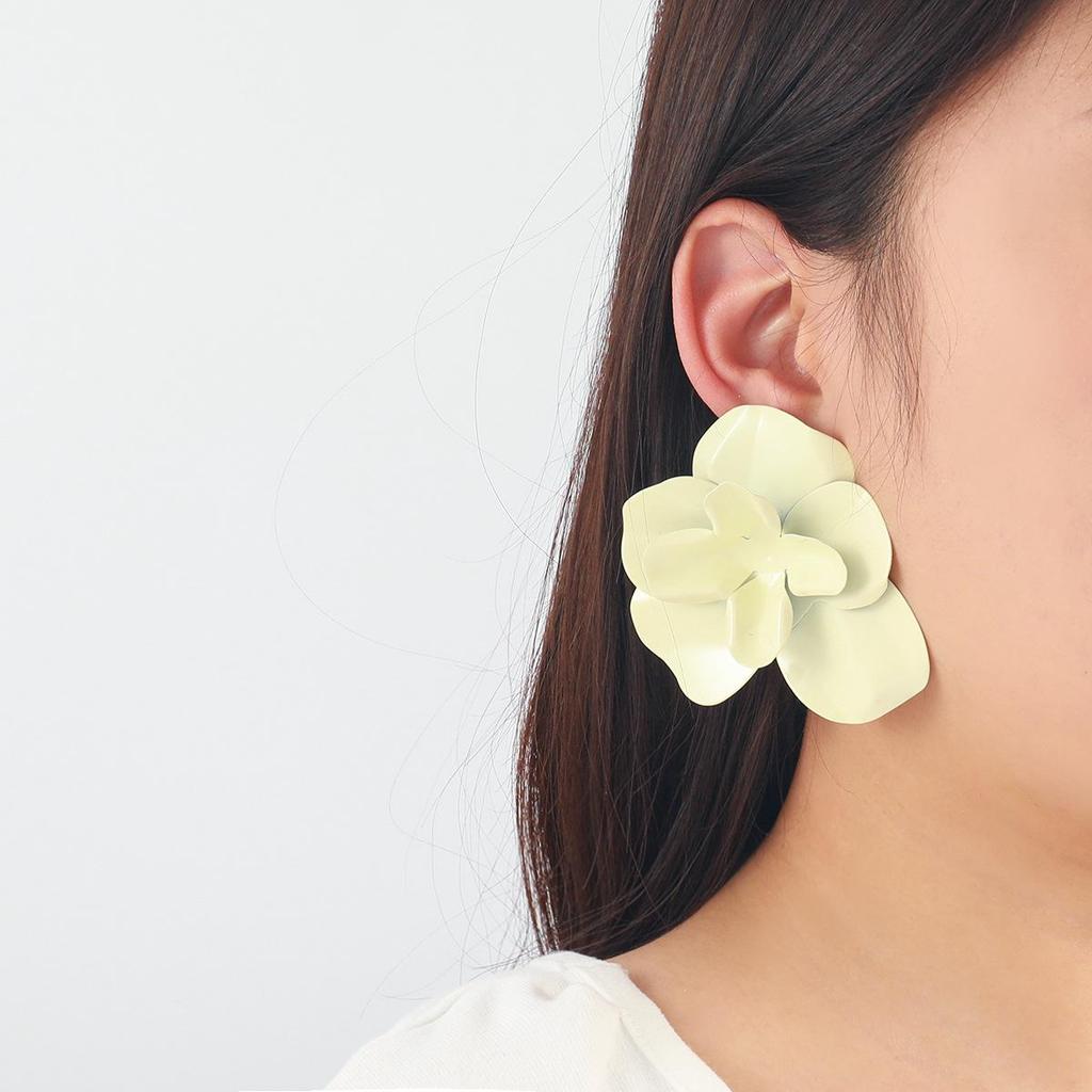 Pinkdudu Candy Color Zinc Alloy Layered Flower Stud Earrings Drip Glazing Earring Summer Jewelry PD2196