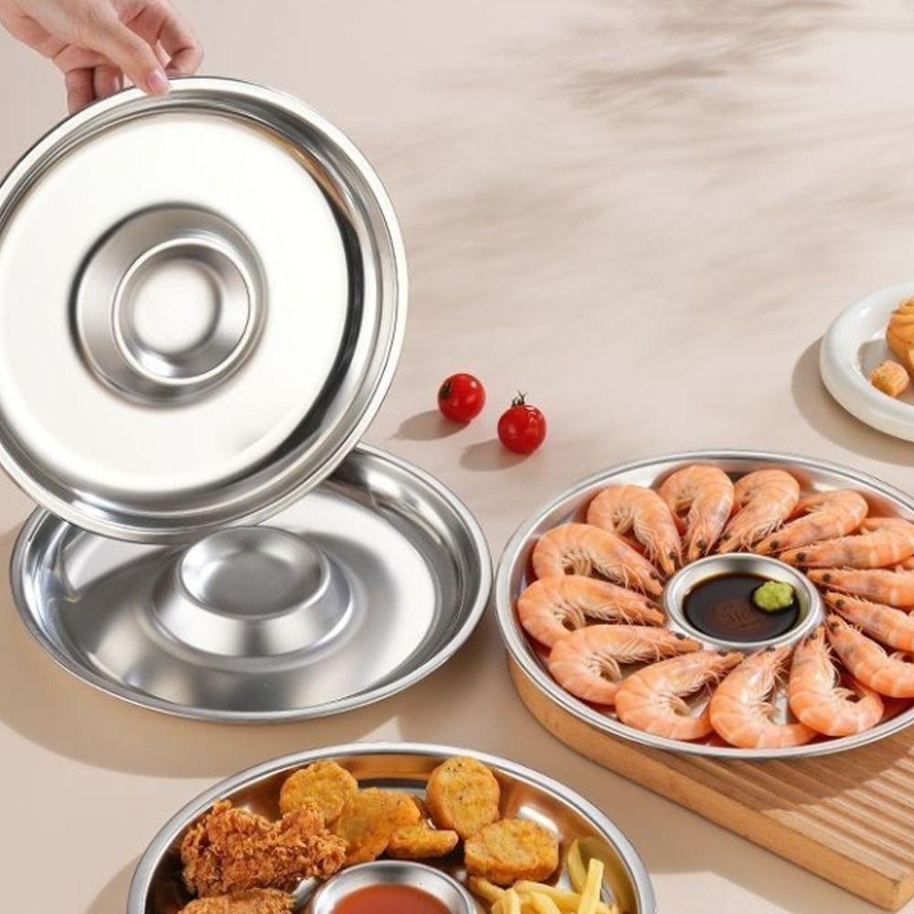 Drop-proof Dumpling Plate Circular Shape Food Serving Tray Kitchen Gadgets French Fries Plate  Bar