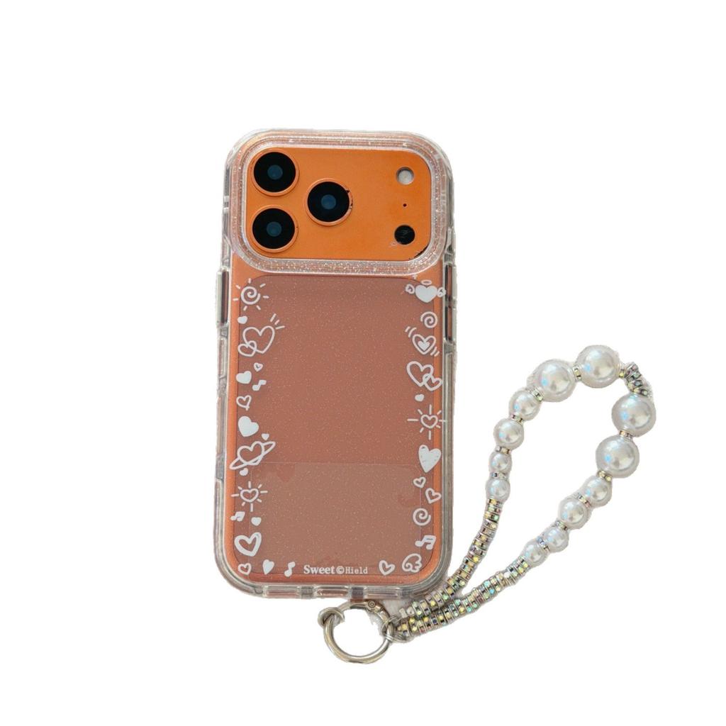 White heart border for iPhone 16 Pro Max, iPhone 17 Pro case, 15 protective case, 13/14 women