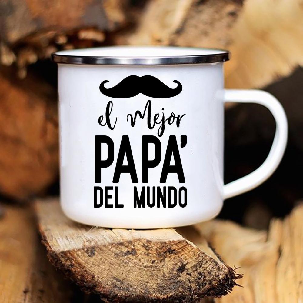 Best Dad In The Word Print Mug Camping Handle Mugs Handle Campfire Party Enamel Cup Creative Coffee Cups The Best Gifts for Dad