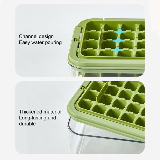 Large Ice Cube Tray with Lid And Bin Easy-Release Stackable Ice Cube