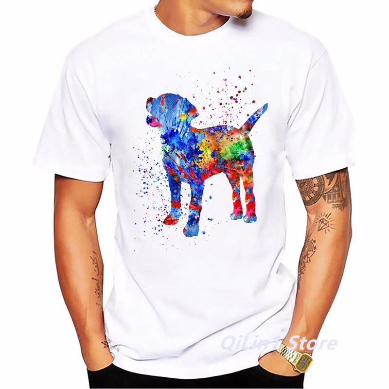 Watercolor Labrador Dog Animal Print TShirt MenS Clothing 2024 Funny Tshirt Homme Harajuku Kawaii Clothes T Shirt Hombre