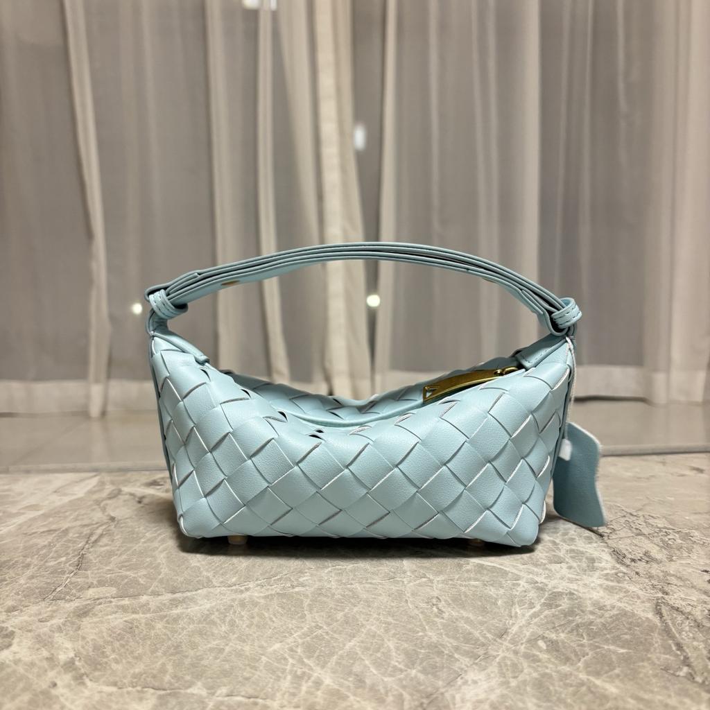 Cross-border cowhide hand-woven mini zipper bento bag niche portable lunch box bag versatile single shoulder underarm women's bag