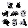 2-8pcs/set Cute Cat Enamel Pins Cartoon Big Eyes Black Kitties with Knife Animal Brooches Lapel Badge Jewelry Gifts For Friends