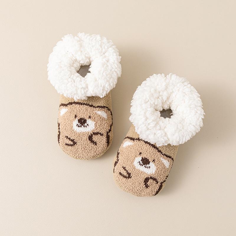 

Нескользящие детские носки Зимние теплые домашние тапочки Теплые плюшевые комнатные напольные туфли для малышей, младенцев, мальчиков, девочек, для обучения ходьбе XL(17-19cm)