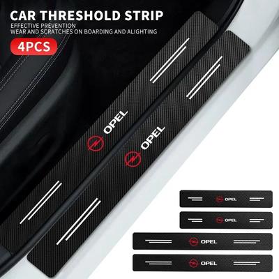 4Pc Carbon Fiber Car Door Sill Threshold Protector Logo Stickers For Astra Insignia Mokka Zafira Corsa Vectra Antara Meriva