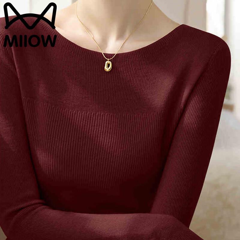 MiiOW Women's Slim Fit Crew Neck Long Sleeve Knitted Pullover