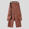 INCERUN Men Elastic Waist Layers Ruffled Pants Casual Irregular Long Trousers