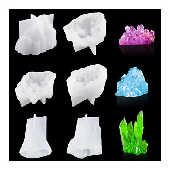 Crystal Ore Silicone Mold 6 Types Gem Natural Stone Crystal Soft Mold Handmade Crystal Cluster Purification Good Luck Goods Good Luck Hexagonal