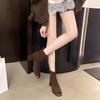 Women's Square Heels High Heeled Shoes Autumn New Fashion Zipper Vintage Short Boots Luxury Outdoor Non Slip Comfort Ankle Boots