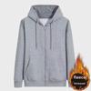 Men's Gray Thick Velvet Hooded Sports Cardigan - Autumn/Winter Casual Large Size Jacket