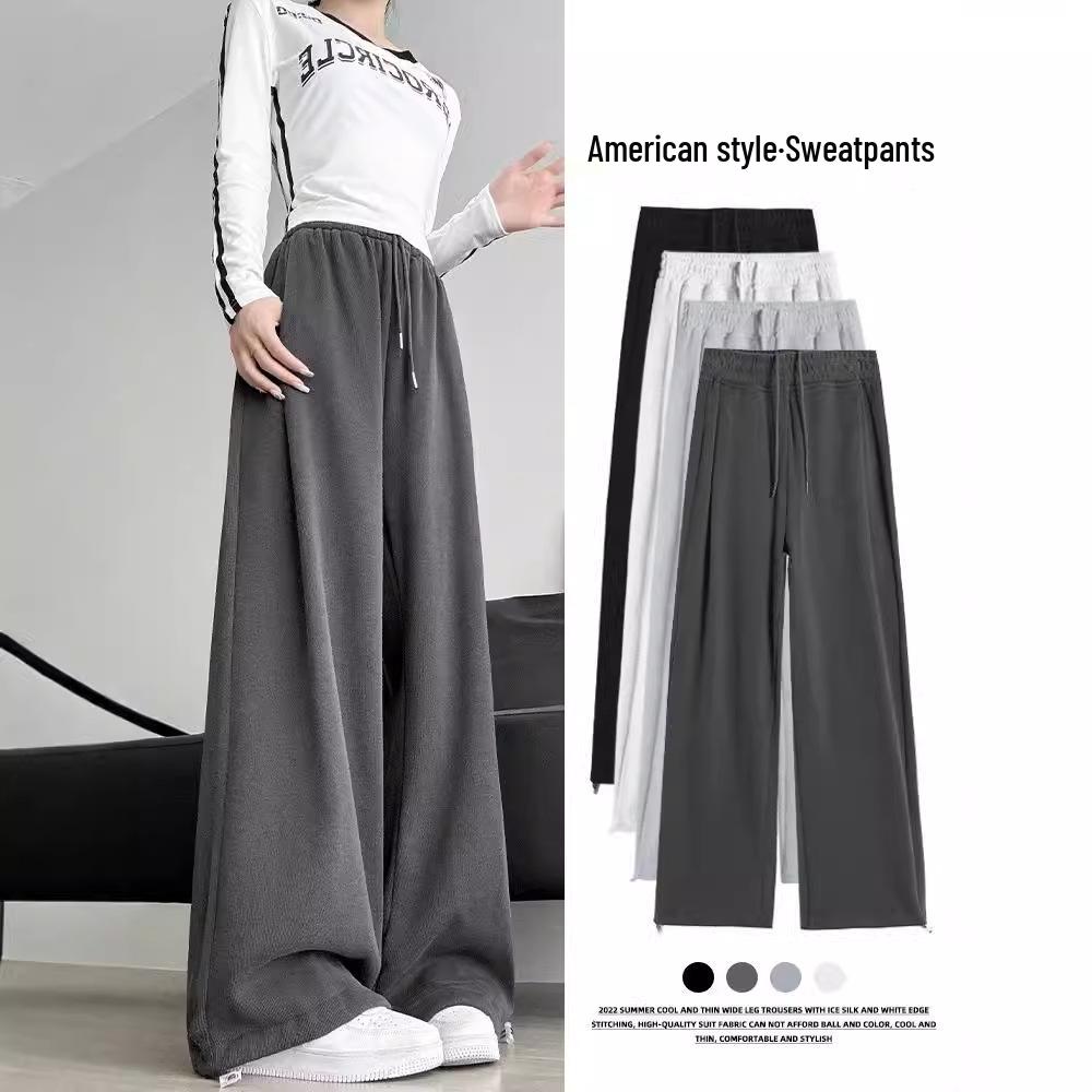 

2024 Autumn/Winter Women s Mamba Cotton Sweatpants: Loose Wide-Leg, Cuffed, Straight-Leg Casual Sportswear S [75-90 cm]