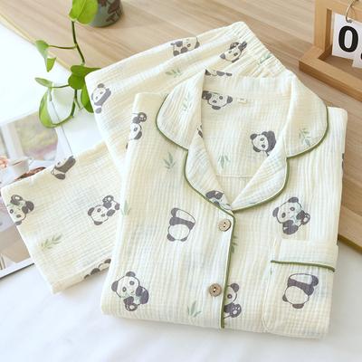 Neuer Damen Pyjama Set für Frühling und Herbst 100% Baumwolle Niedlich und Schlicht Langärmlig Hose Zweiteiliges Hausanzug Set
