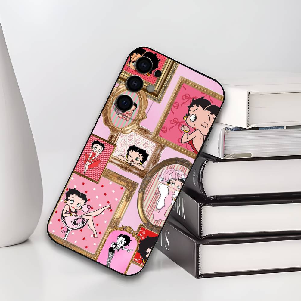 B-Betty Cute B-Boop Soft Black Phone Case for Samsung S25/S24/S21/S22/S23/S30/Ultra/S20/Plus/Fe/Lite