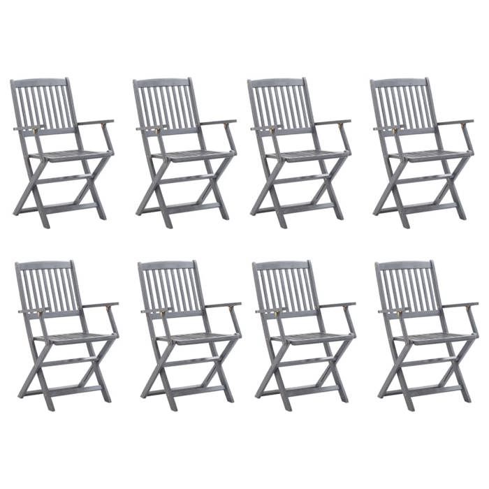 VidaXL Lot de 8 Chaises Pliables d'Extérieur, Sièges de Terrasse, Chaises de Balcon, Meubles de Patio Jardinage, Bois 3078261